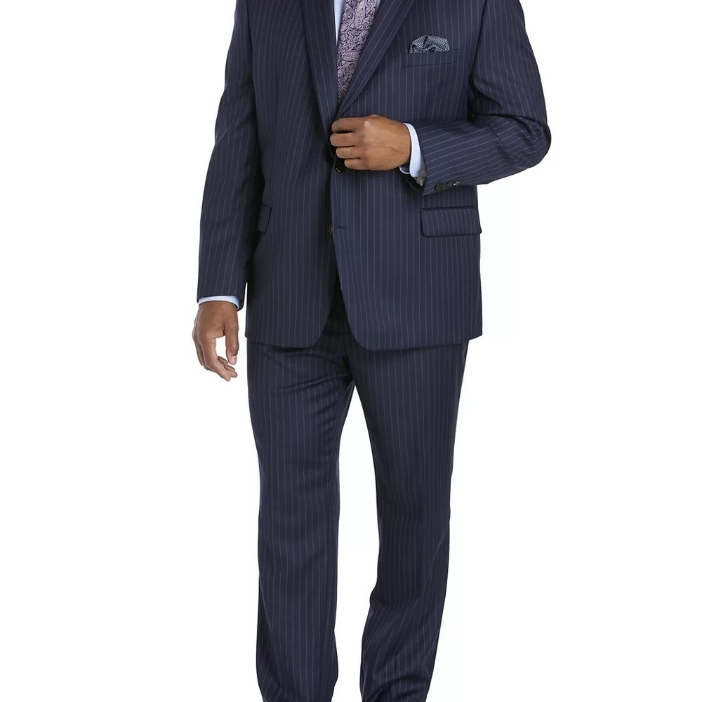 Ralph Lauren 100% Wool Men's Navy Pinstripe Suit